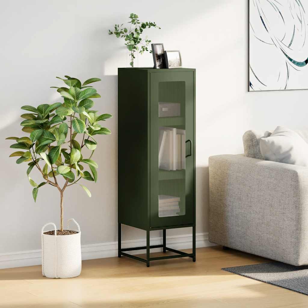 Thumbnail - vidaXL Highboard Olivgrün 36x39x123 cm Kaltgewalzter Stahls