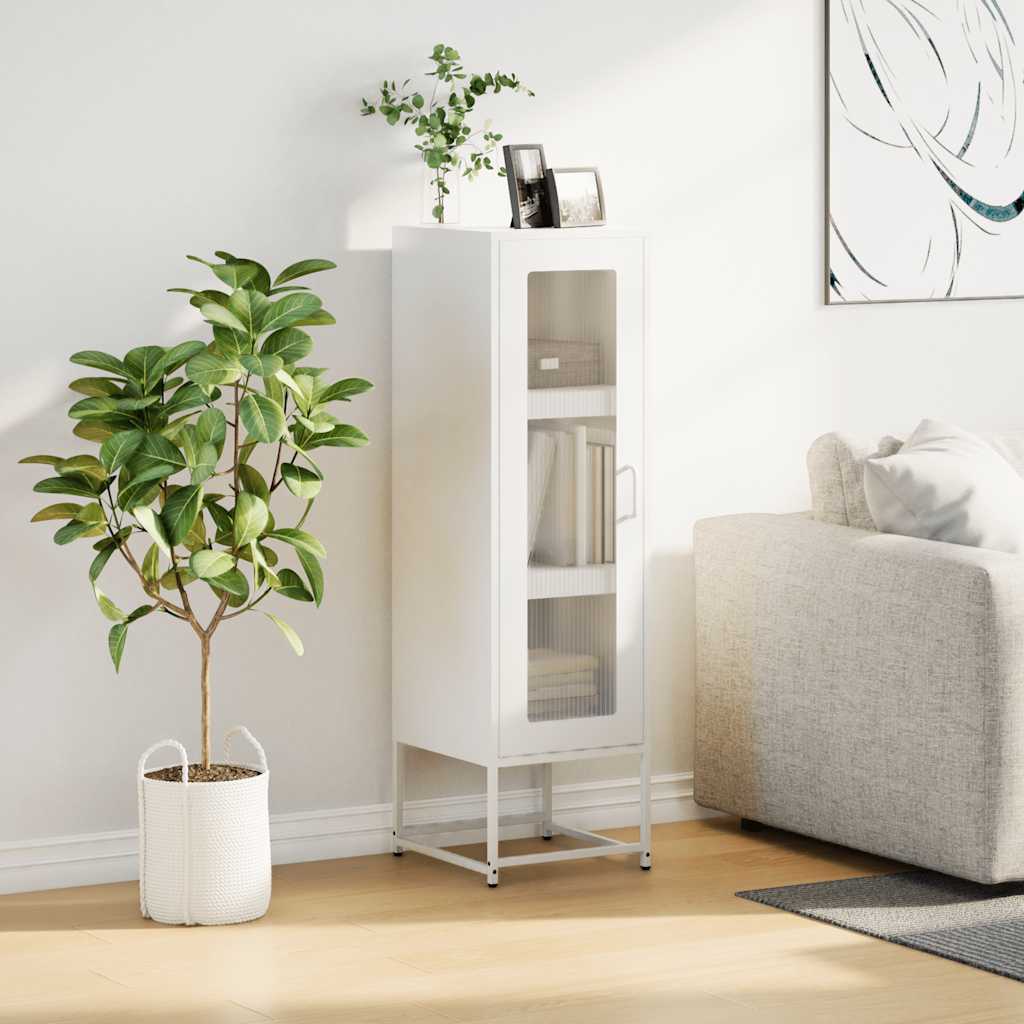 vidaXL Hoge kast 36x39x123 cm koudgewalst staal wit afbeelding