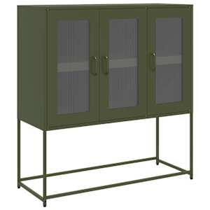 vidaXL puhvetkapp, oliiviroheline, 100,5x39x107cm, k&uuml;lmvaltsitud teras