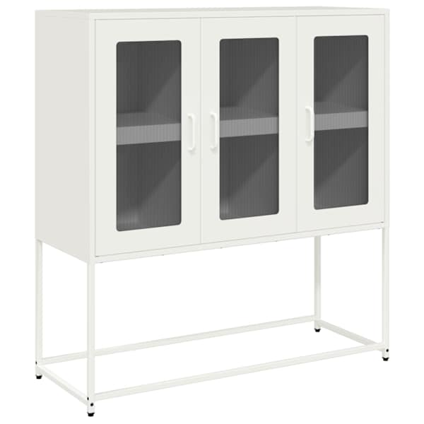 vidaXL puhvetkapp, valge, 100,5x39x107 cm, k&uuml;lmvaltsitud teras