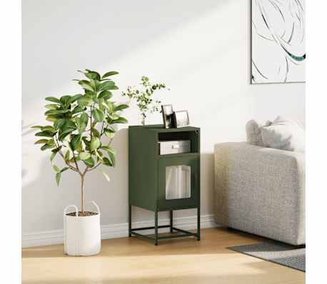 vidaXL Nachtkastje 36x39x78 cm koudgewalst staal olijfgroen