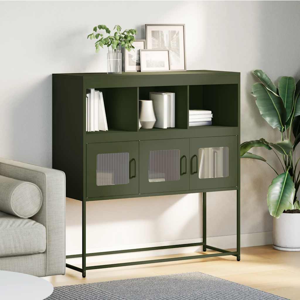 Thumbnail - vidaXL Sideboard Olivgrün 100,5x39x107 cm Kaltgewalzter Stahl