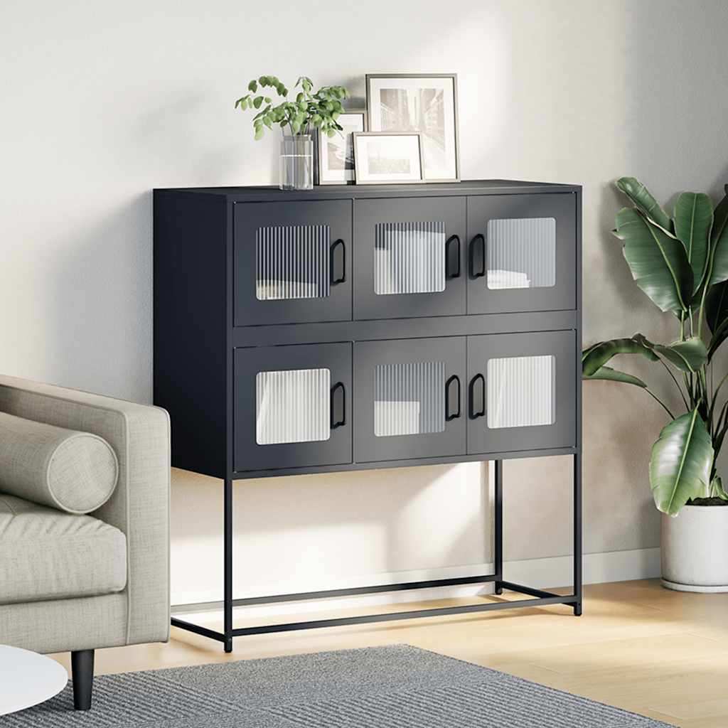 vidaXL Dressoir 100,5x39x107 cm koudgewalst staal antracietkleurig afbeelding