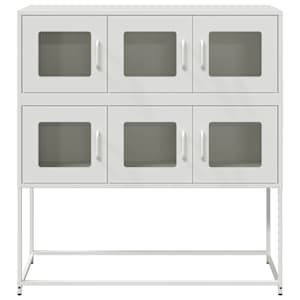 Příborník bílý 100,5 x 39 x 107 cm ocel válcovaná za studena - obrázek 5