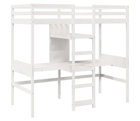 vidaXL feh&eacute;r t&ouml;m&ouml;r fenyő gal&eacute;ria&aacute;gy-keret matrac n&eacute;lk&uuml;l 90 x 190 cm