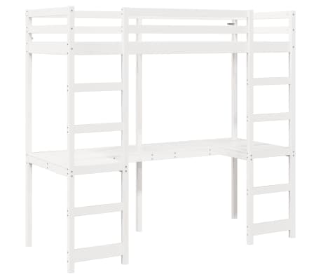 vidaXL Cama alta sin colch&oacute;n madera maciza de pino blanco 90x190 cm