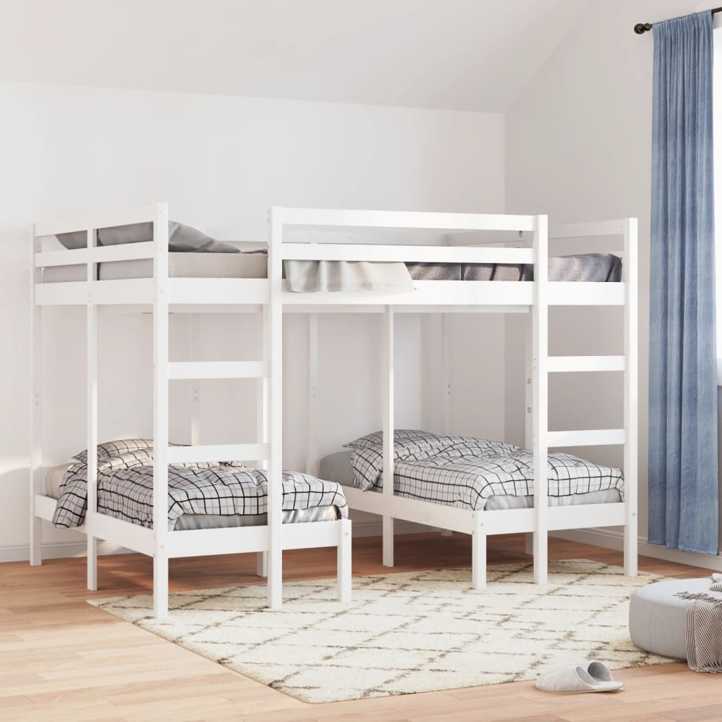 vidaXL Stapelbed 3-voudig grenenhout wit 140x200/70x140 cm afbeelding