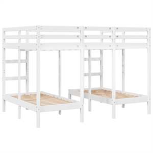 Rám trojité patrové postele bílý 140x200/70x140 cm borovice - obrázek 7