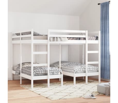 vidaXL Triple Bunk Bed Frame White 160x200/80x160 cm Solid Wood Pine