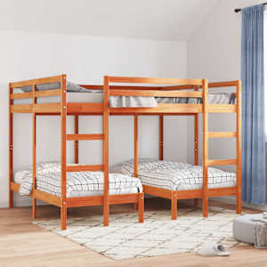 vidaXL Dreifach-Etagenbett Braun 160x200/80x160 cm Massivholz Kiefer