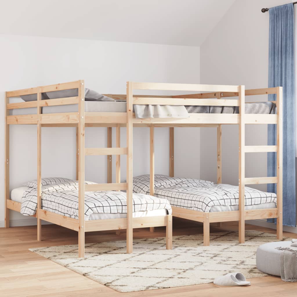 vidaXL Trojitá poschodová posteľ 200x200/80x200 cm, borovicový masív