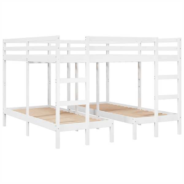 vidaXL kolmekohaline narivoodi raam, valge 200x200/80x200 cm m&auml;nnipuit