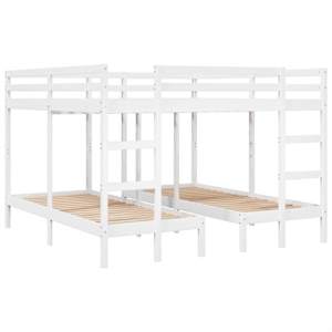 Rám trojité patrové postele bílý 200x200/80x200 cm borovice - obrázek 2