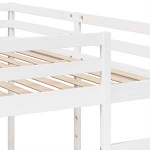 Rám trojité patrové postele bílý 200x200/80x200 cm borovice - obrázek 8