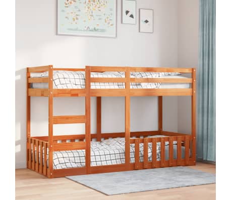 vidaXL Etagenbett Wachsbraun 90x190 cm Massivholz Kiefer