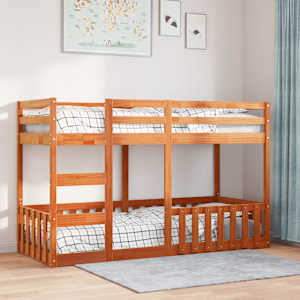 vidaXL Etagenbett Wachsbraun 90x190 cm Massivholz Kiefer