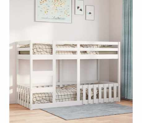 vidaXL Etagenbett Wei&szlig; 75x190 cm Massivholz Kiefer