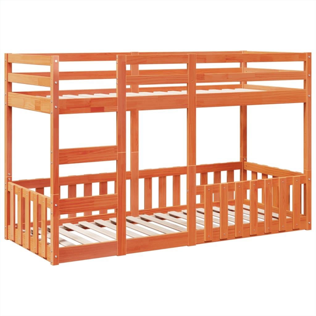 Thumbnail - vidaXL Etagenbett Wachsbraun 75x190 cm Massivholz Kiefer