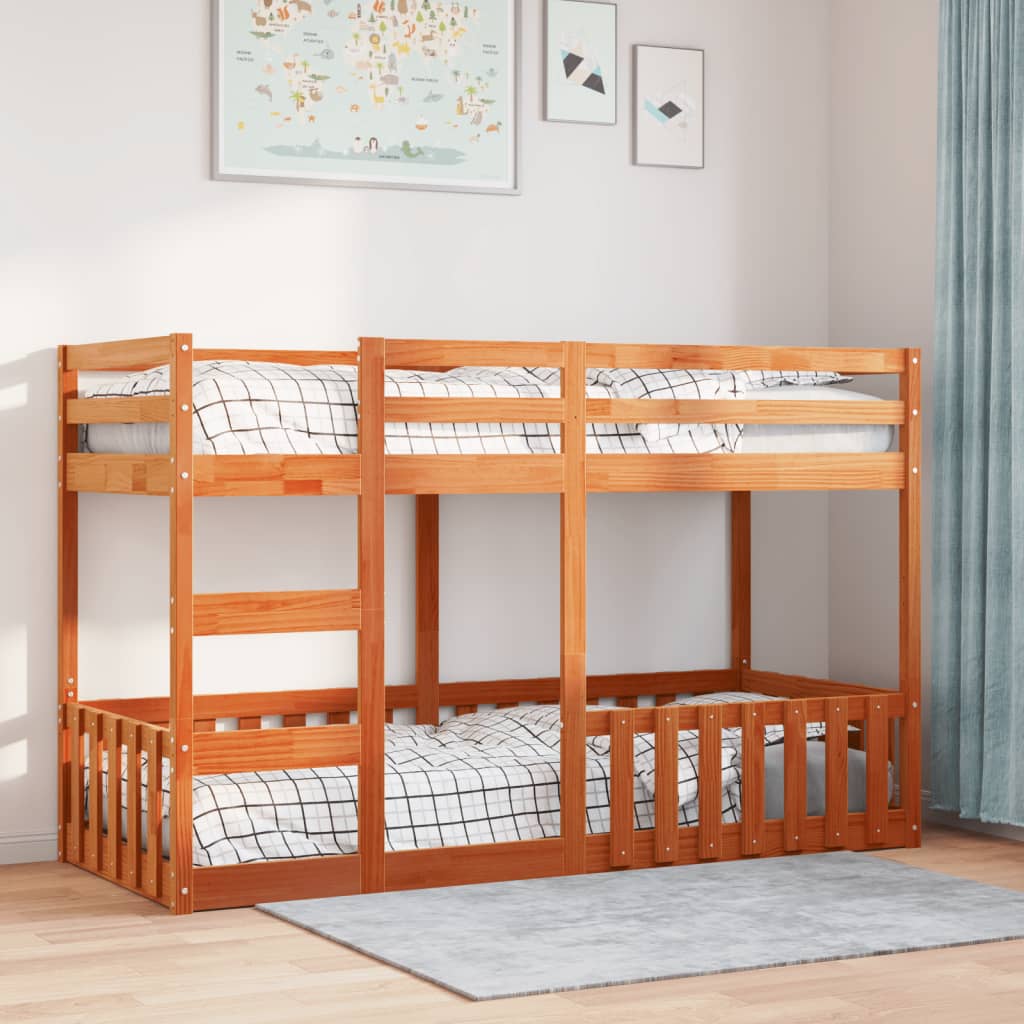 vidaXL Stapelbed massief grenenhout wasbruin 75x190 cm afbeelding