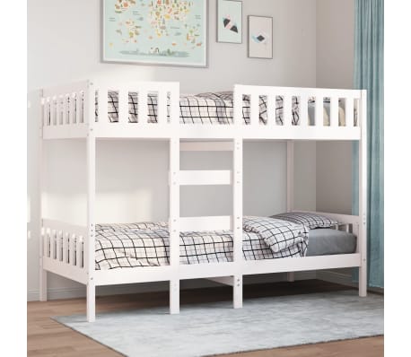 vidaXL Etagenbett Wei&szlig; 80x200 cm Massivholz Kiefer