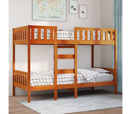 vidaXL Stapelbed massief grenenhout wasbruin 80x200 cm