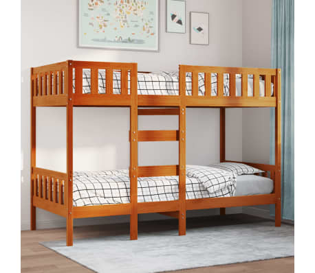 vidaXL Pat supraetajat, maro ceruit, 75x190 cm, lemn masiv de pin