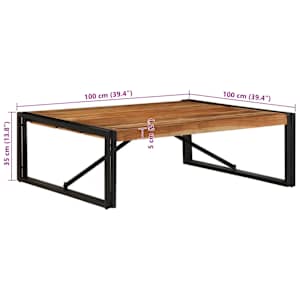 Konferenční stolek 100x100x35 cm Masivní dřevo Akácie - obrázek 9