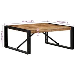 Konferenční stolek 80x80x35 cm masivní hrubé mangovníkové dřevo - obrázek 9