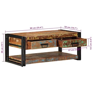 Konferenční stolek vícebarevný 90x50x38 cm recyklované dřevo - obrázek 12
