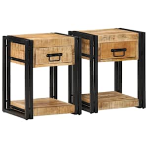 Noční skříňky 2 ks 40x35x50 cm Masivní surové dřevo Mango - obrázek 1