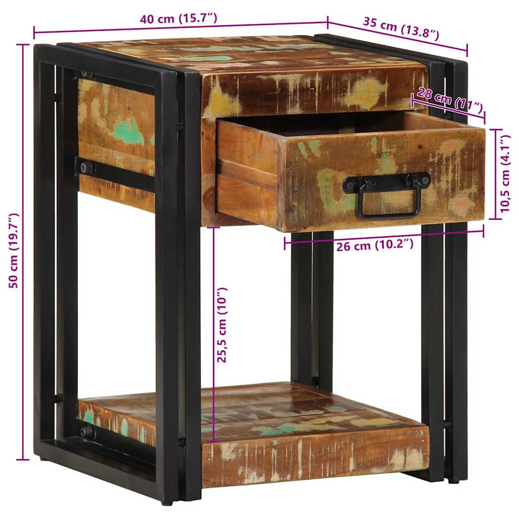 Nachtkastje 2 pcs 40 x 35 x 50 cm Massief Gerecycled Hout image 14