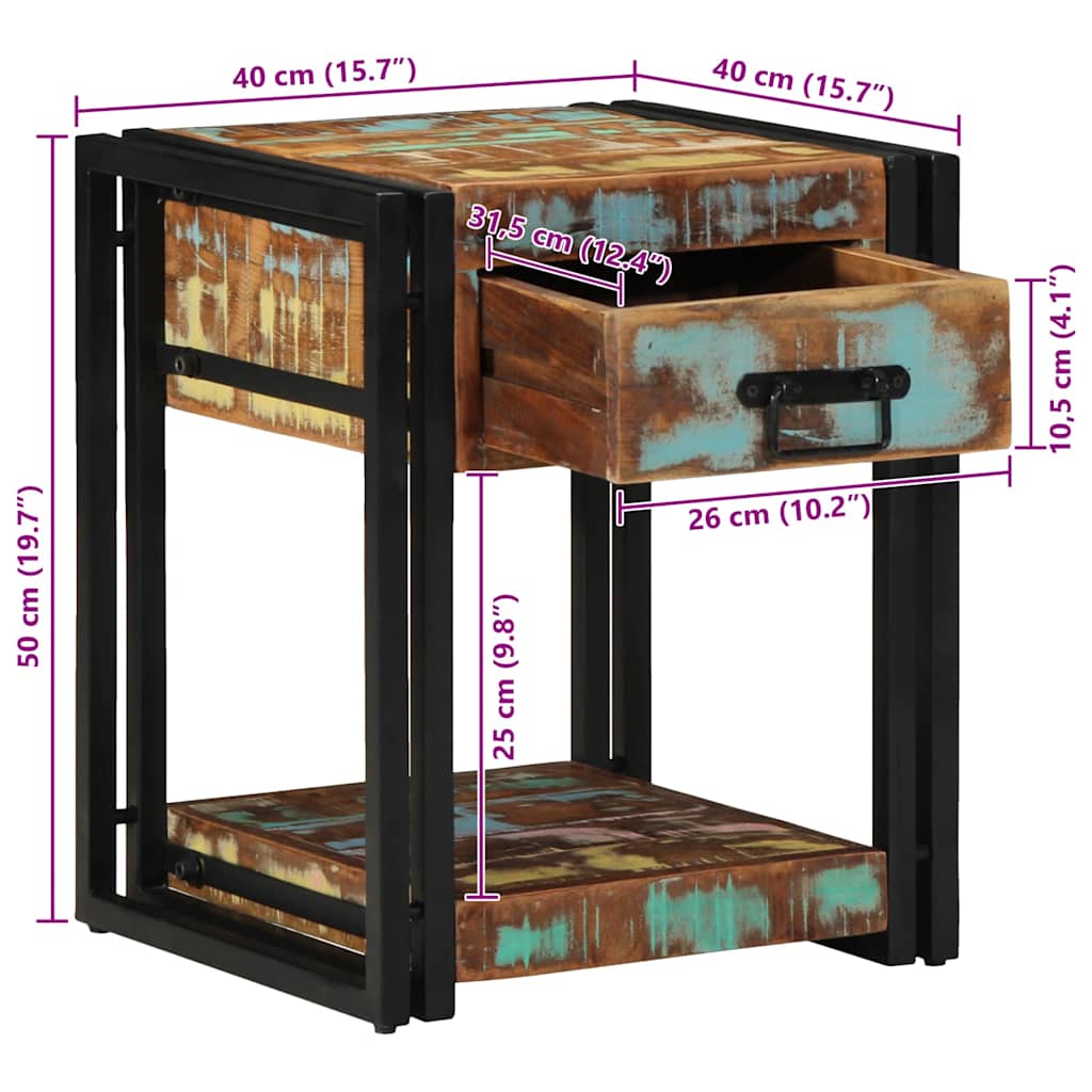 Nachtkastje 2 pcs 40 x 40 x 50 cm Massief Gerecycled Hout image 14