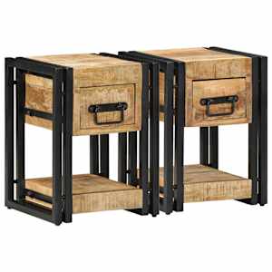 Noční skříňka 2 pcs Hnědá 30 x 30 x 40 cm Masivní mangové dřevo - obrázek 5