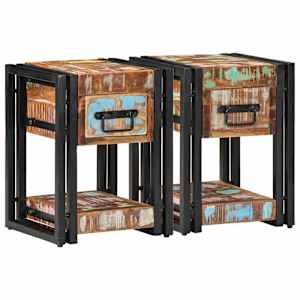 Noční skříňka 2 pcs 30 x 30 x 40 cm Masivní obnovované dřevo - obrázek 5