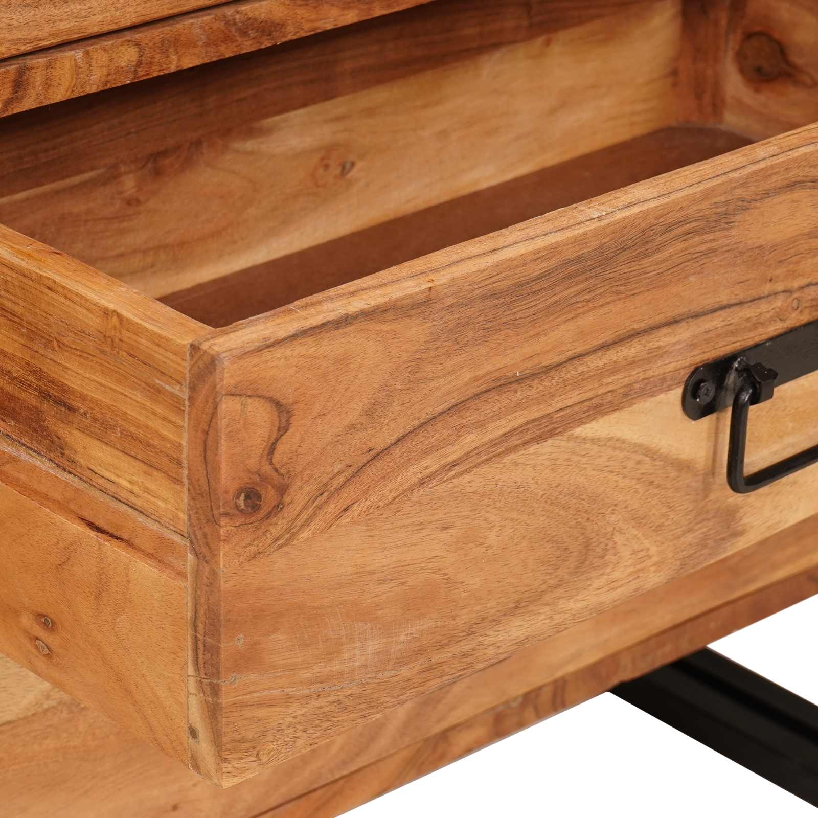 Strani šal s predalom Rjava 66 x 33 x 70 cm Masiven les akacije - slika 7