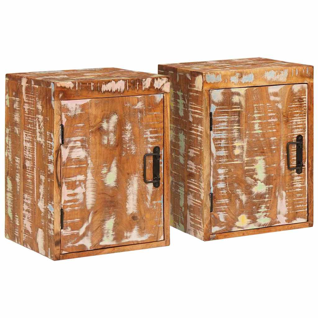 vidaXL Noptieră 2 pcs Maro 35 x 33 x 48 cm Lemn Solid Recuperat