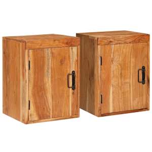 Noční stolek 2 pcs Hnědá 35 x 33 x 48 cm Masivní dřevěná akácie - obrázek 1