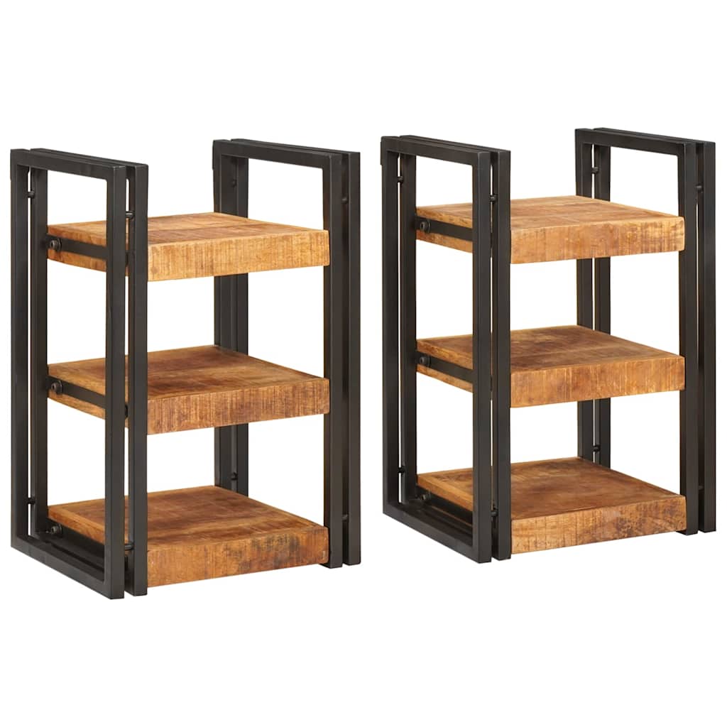 vidaXL Noptieră 2 pcs Maro și negru Lemn de mango solid