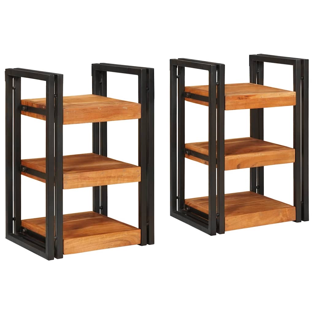 vidaXL Noptieră 2 pcs Maro și negru Lemn Solid de Acacia