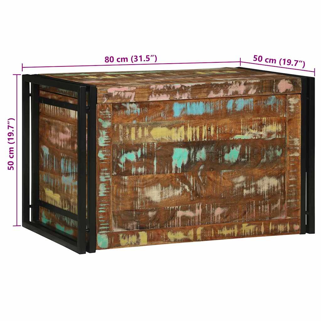 Shranjevalna škatla Rjava in črna 80 x 50 x 50 cm predelan les - slika 13