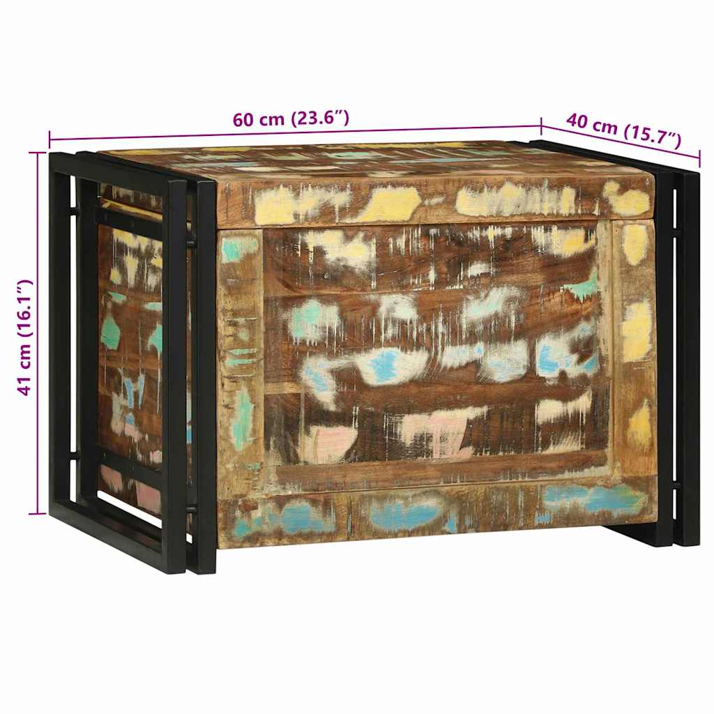 Shranjevalna škatla Rjava in črna 60 x 40 x 41 cm predelan les - slika 13