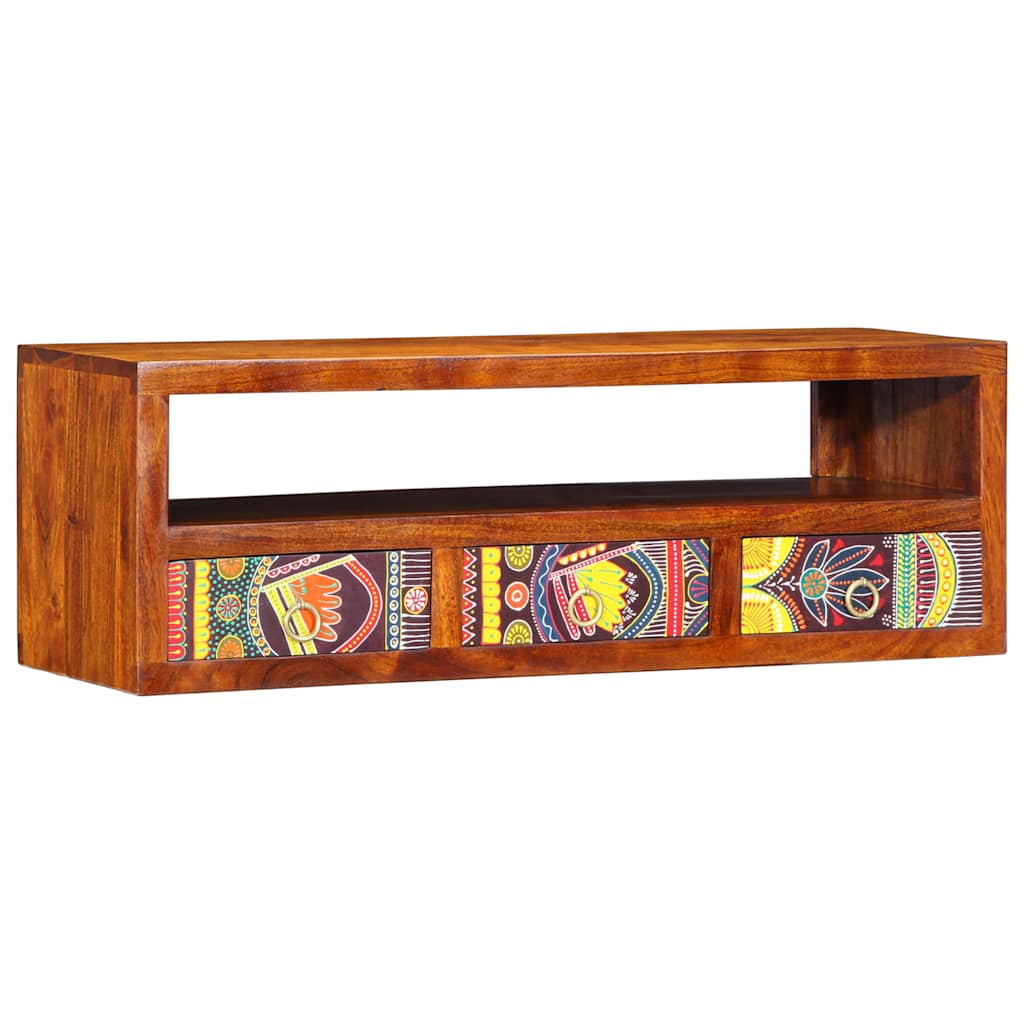 vidaXL Tv-wandmeubel 90x30x30 massief acaciahout meerkleurig afbeelding