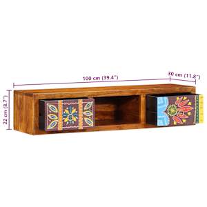 Nástěnná TV skříňka Multicolour 100x30x22 Masivní dřevo Akácie - obrázek 13
