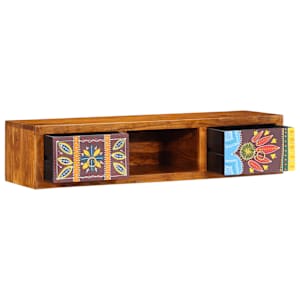 Nástěnná TV skříňka Multicolour 100x30x22 Masivní dřevo Akácie - obrázek 4