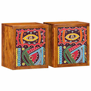 Noční skříňka 2 pcs Hnědá 35 x 30 x 40 cm Masivní akátové dřevo