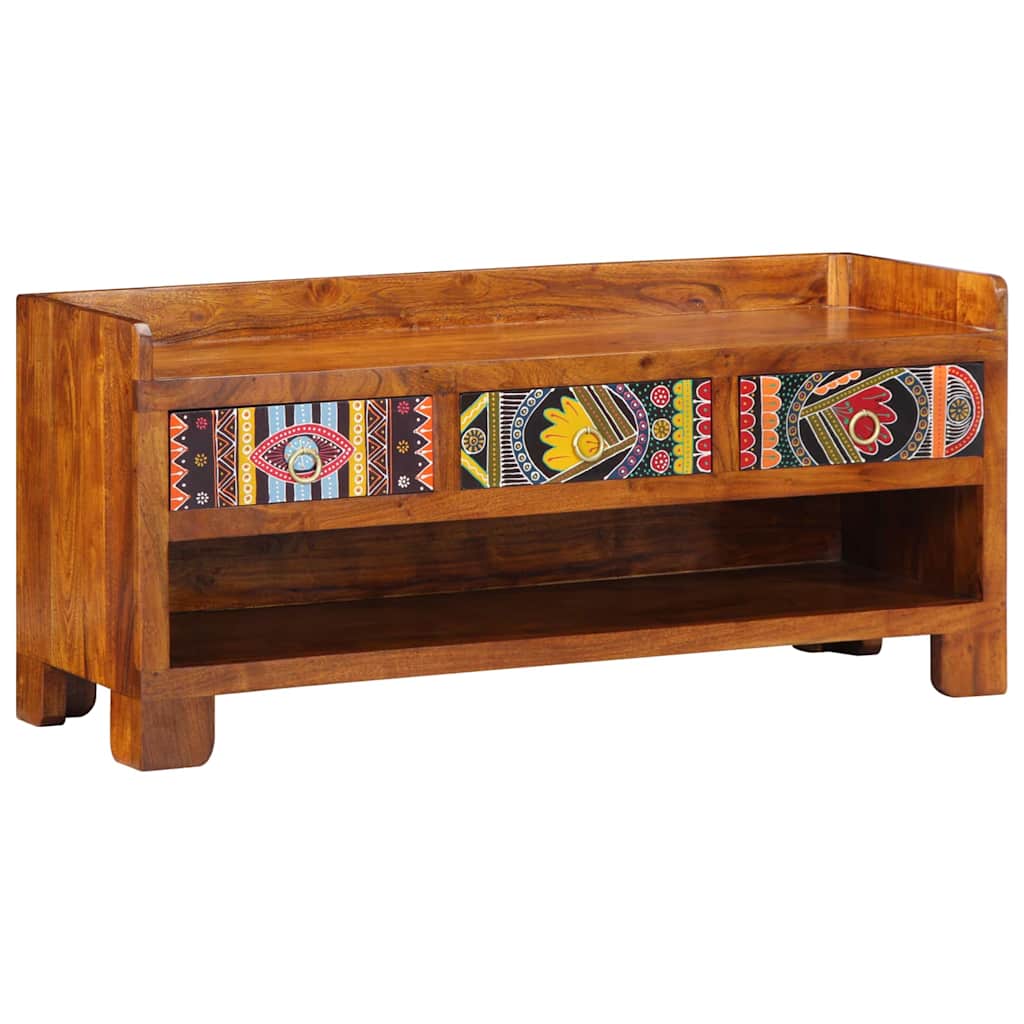 Banc à chaussures 100x35x45 cm en bois d'acacia massif.