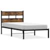 vidaXL metallist voodiraam ilma madratsita suitsutatud tamm 75x190 cm