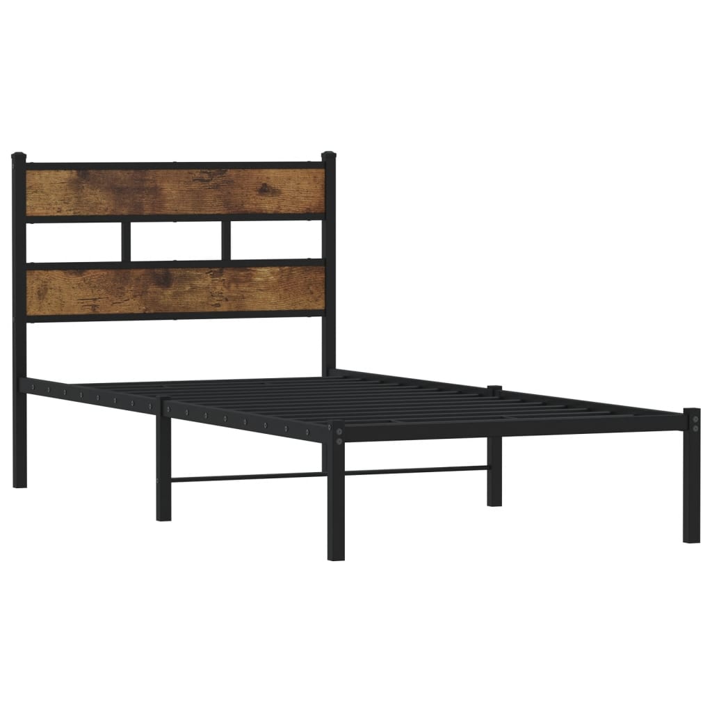 vidaXL füstös tölgy színű fém ágykeret matrac nélkül 107 x 203 cm