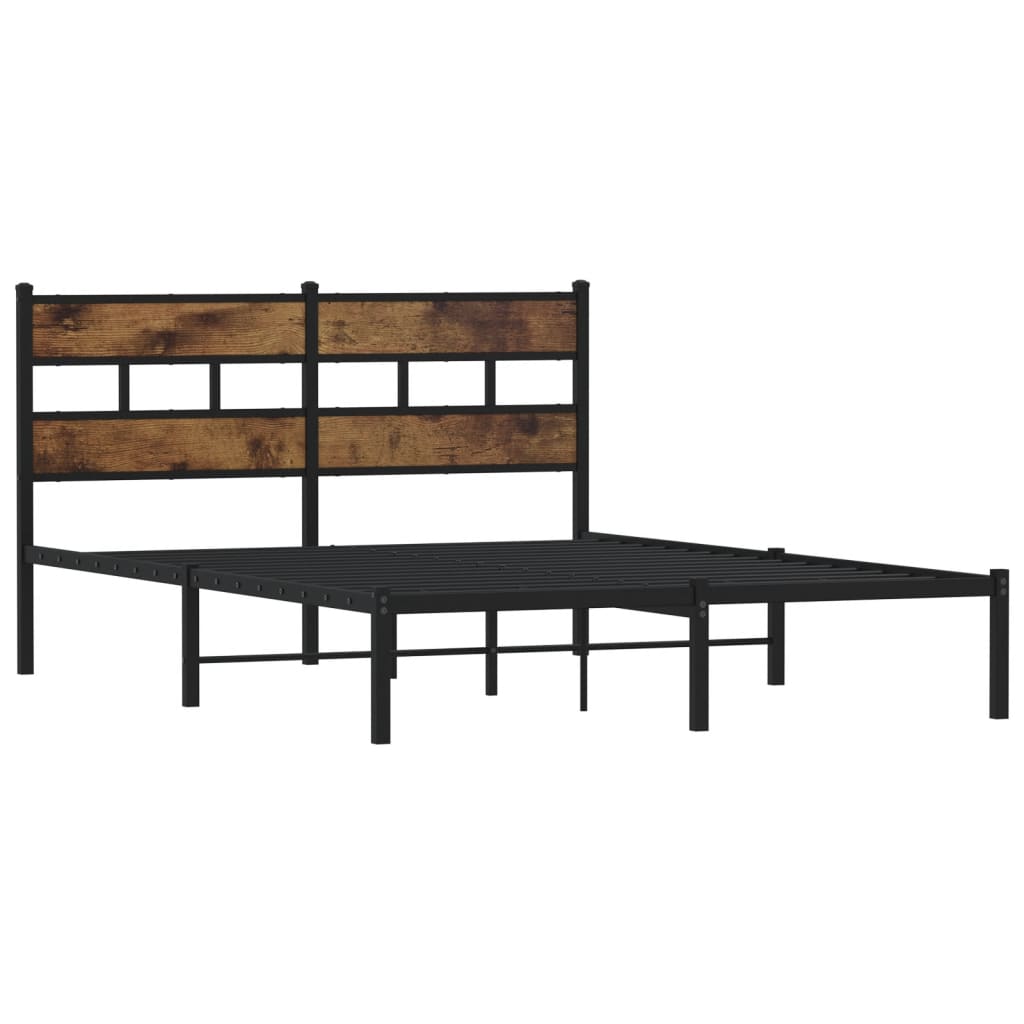 vidaXL Bedframe zonder matras metaal gerookt eikenkleurig 150x200 cm afbeelding