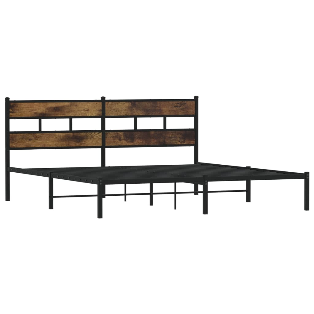 vidaXL füstös tölgy színű fém ágykeret matrac nélkül 183 x 213 cm